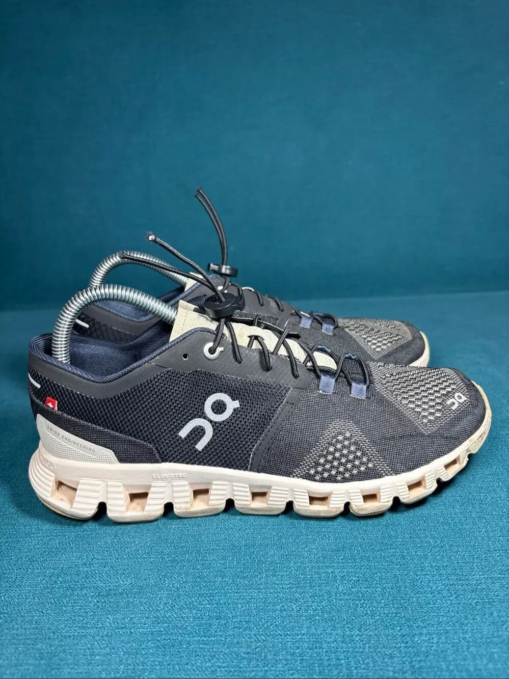 On Cloud X Womens Size 8.5 Black Cream Running Shoes Sneakers 40.99592